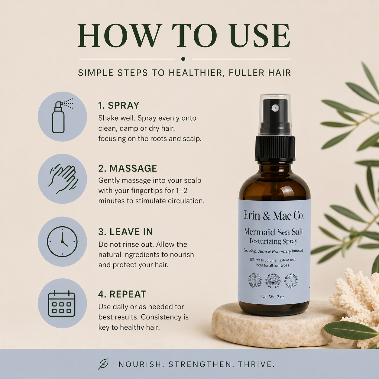Mermaid Spray- Scalp Thickening Treatment for Fuller Hair